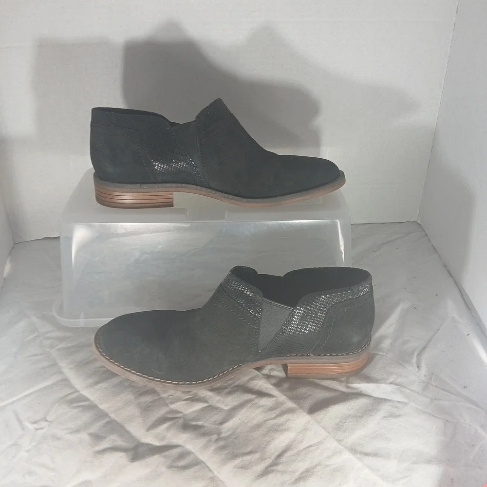 Clarks Collection Black Nubuck Leather Slip On Ankle Booties Shooties Womens 7 M